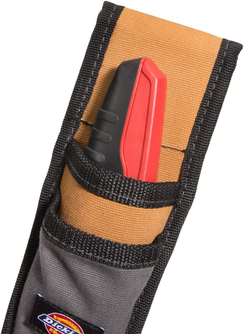 Utility Knife Sheath for Belt, Durable Canvas with PVC Cut-Resistant Sheath Lining, 2-inch Belt Loop, Tan/Grey