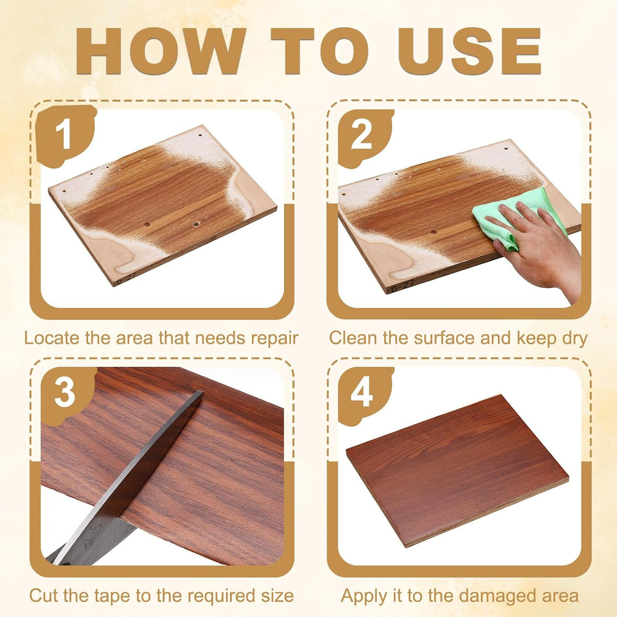 Wood Grain Repair Tape 3" x16ft Self-Adhesive Repair Patch
