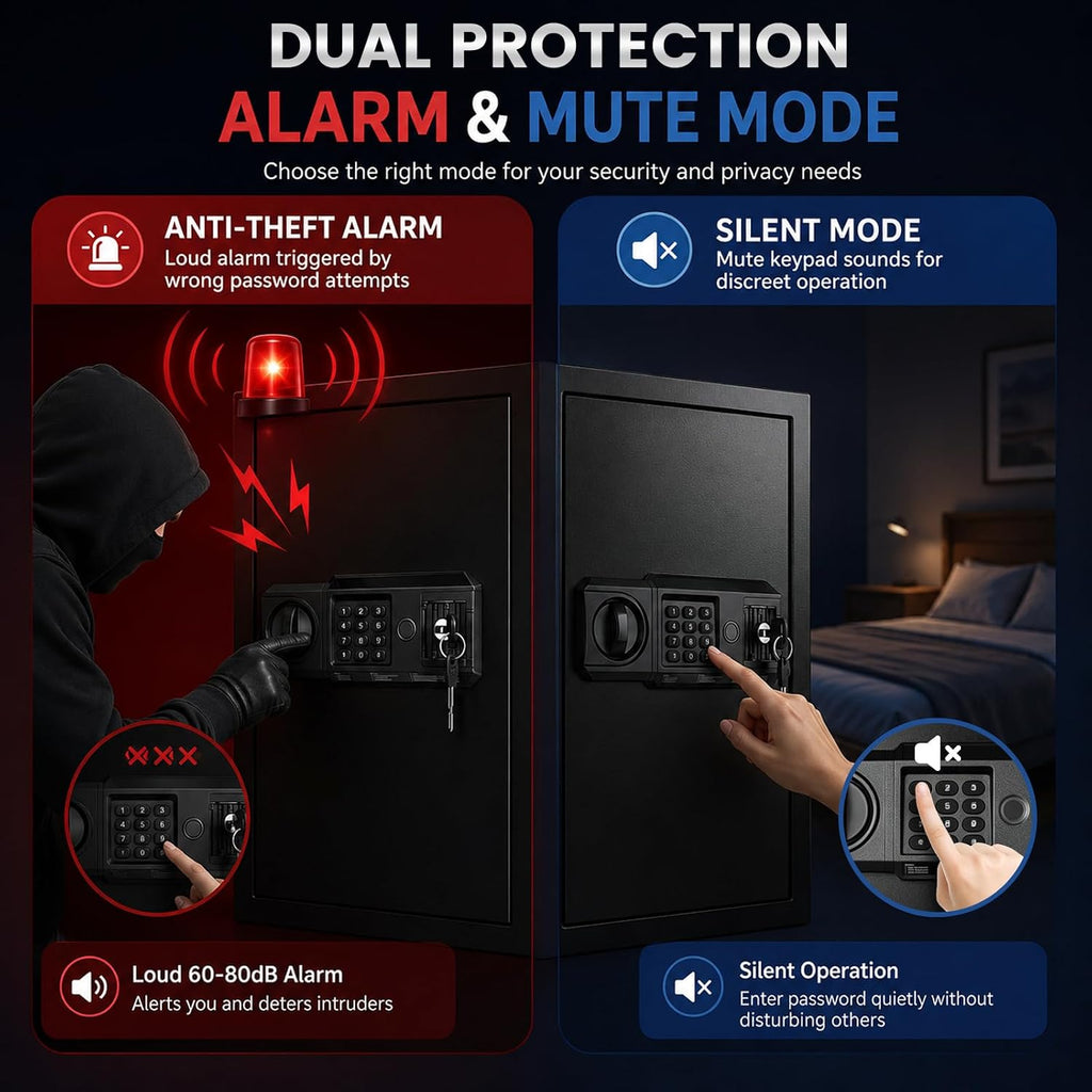 Large Biometric Fireproof Safe, 6.0 Cub Fingerprint Safe for Home Office | Quick Fingerprint Unlock, Anti-Theft
