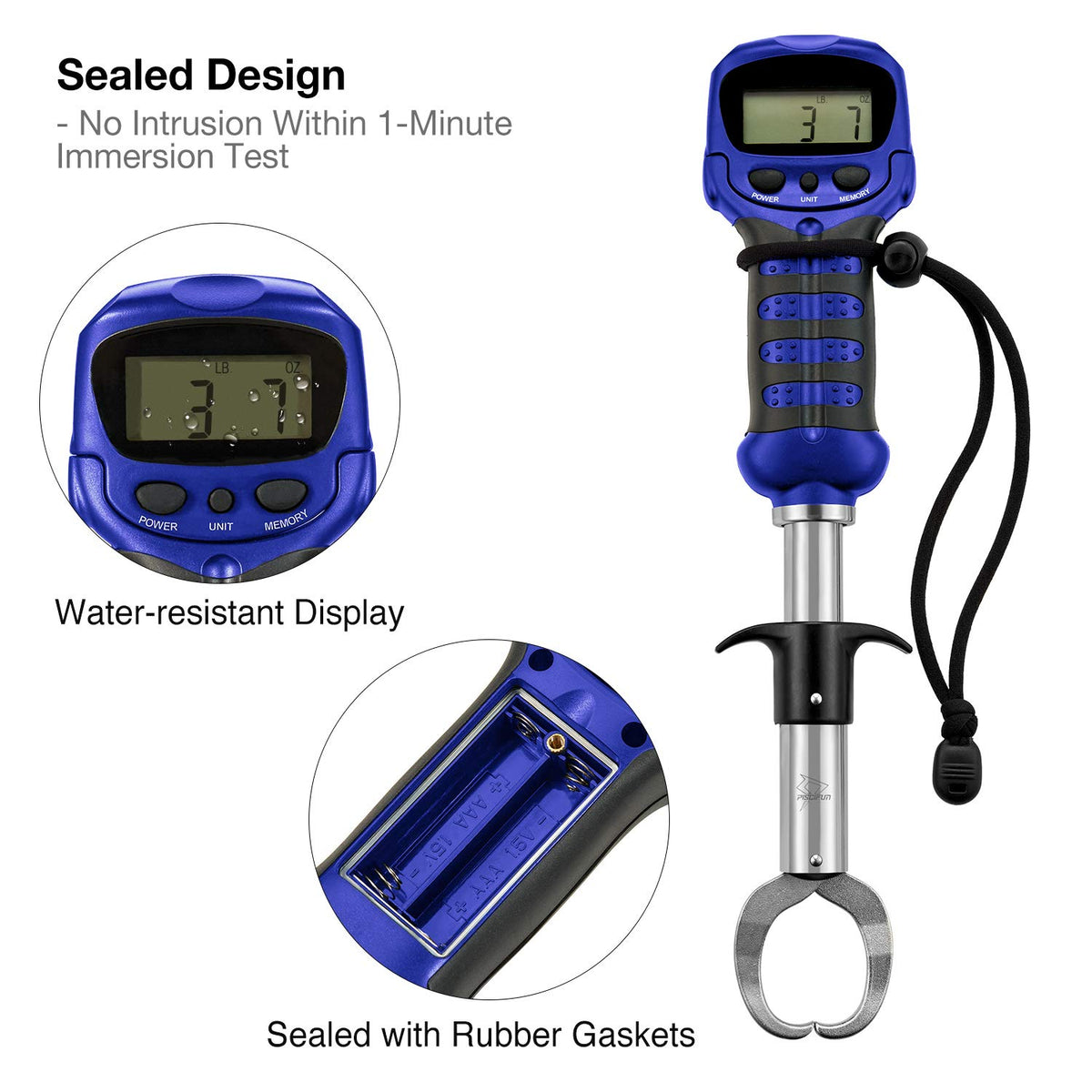 Fish Gripper with Digital Scale, Blue