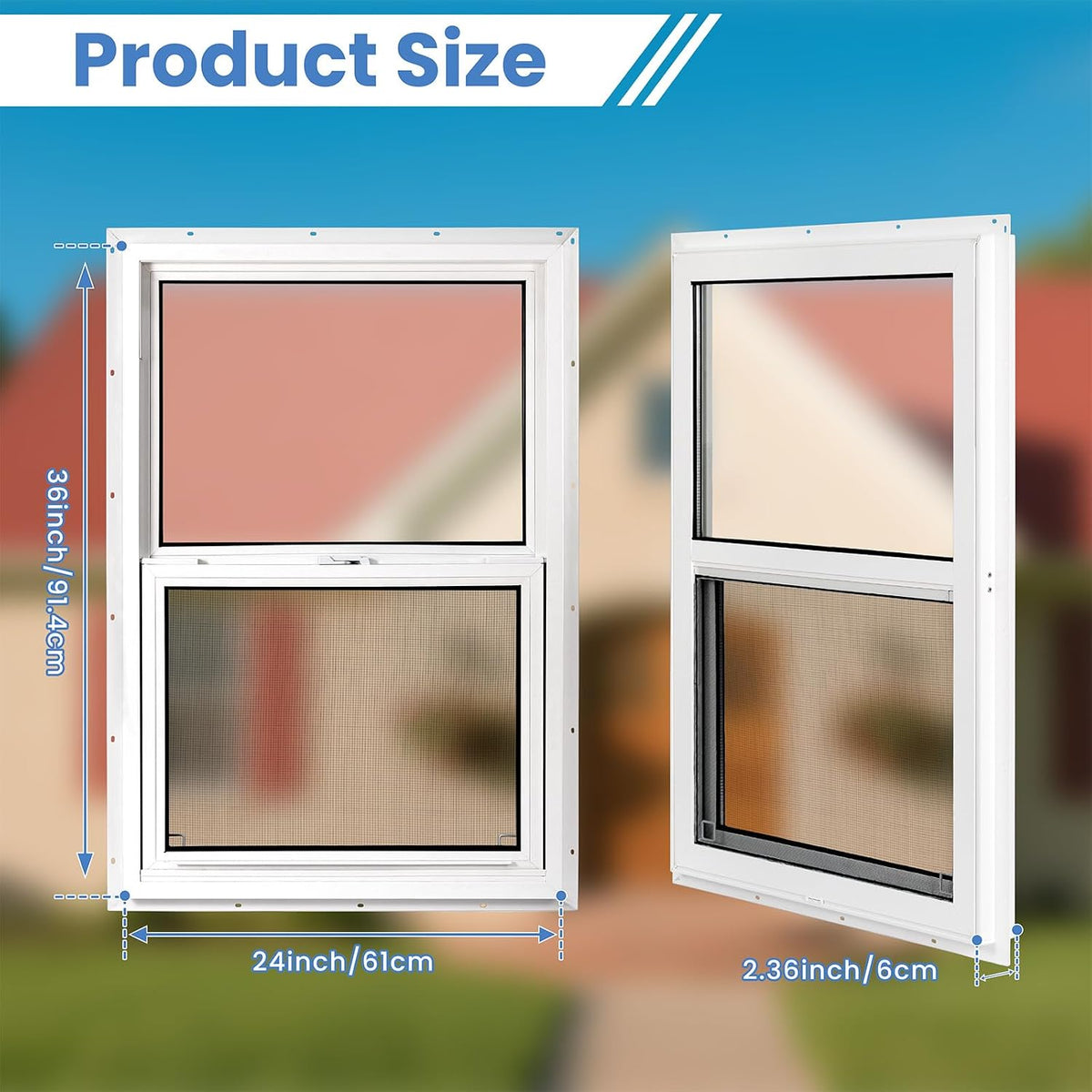Vinyl Single Hung Sliding Window 24" x 36" White