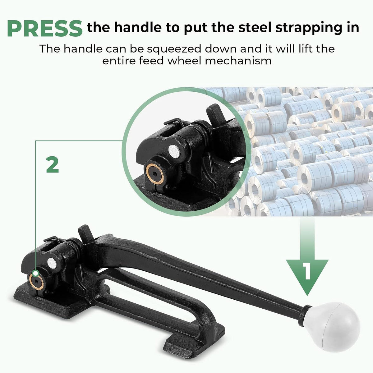 Steel Strapping Tensioner for 1/2" to 3/4" Width Strapping