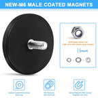 Learay Rubber Coated Magnets, 31 LBS Neodymium Magnet Base, 6 Pack