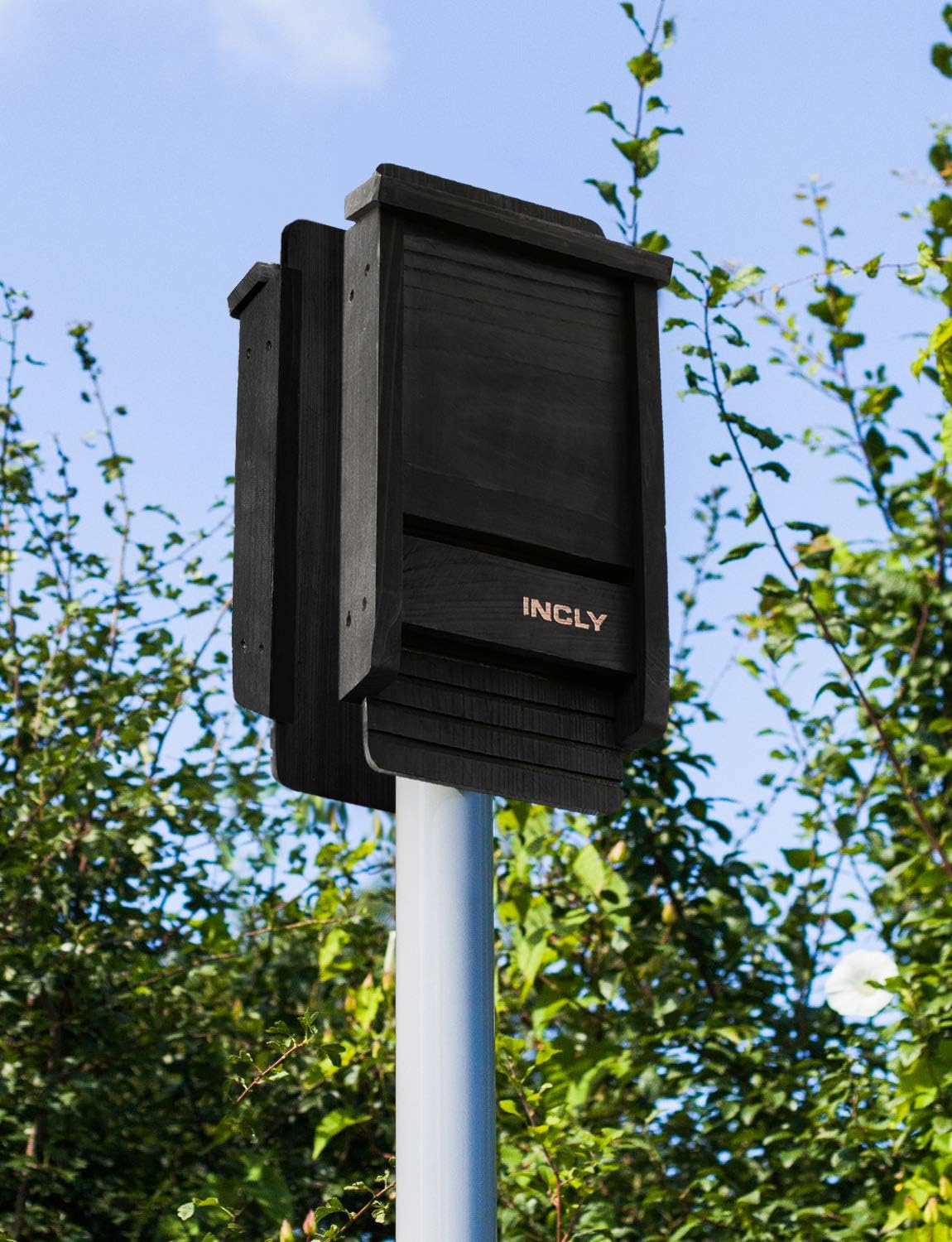 Small Bat House Kit for Outdoors 14.6"x6.7"x2.2" Shelter Box Roosting Single Chamber Black Natural Cedar Wood