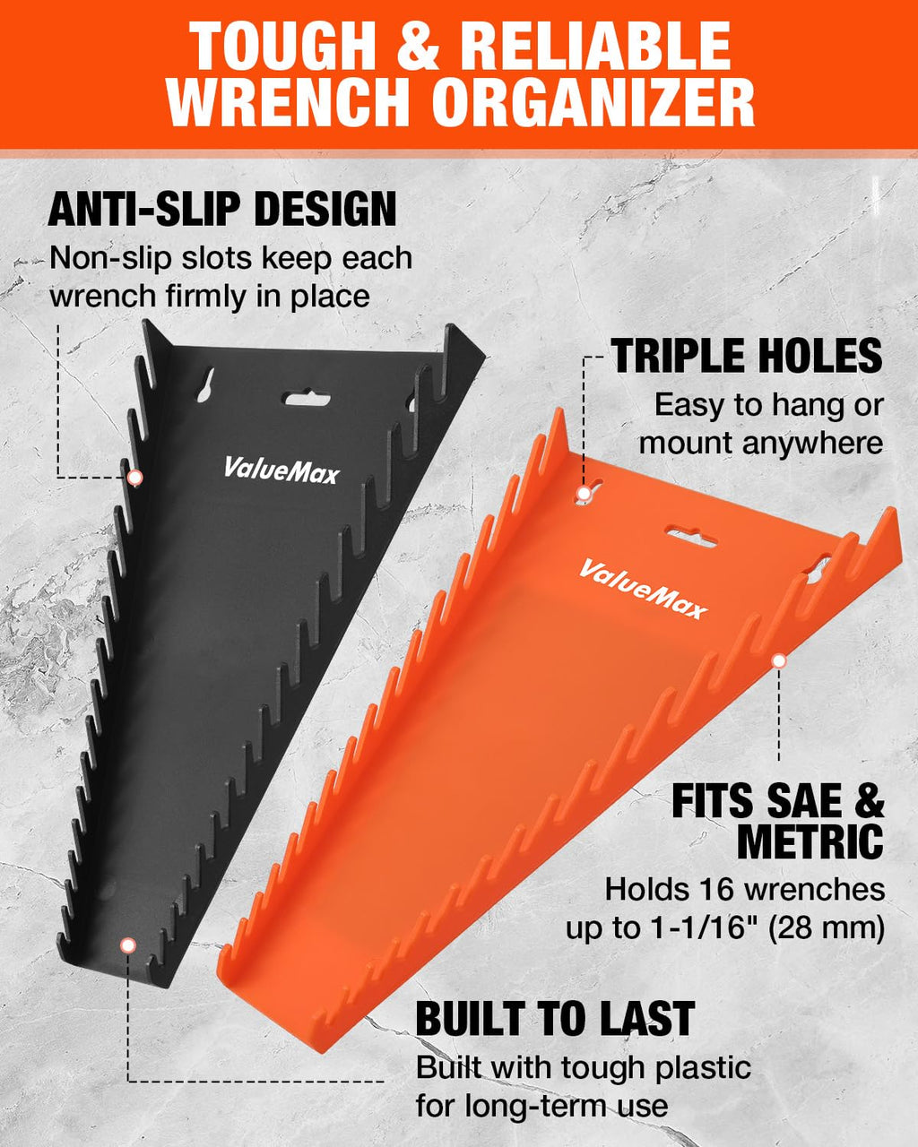 2-Pack Wrench Organizer, 32-Slot