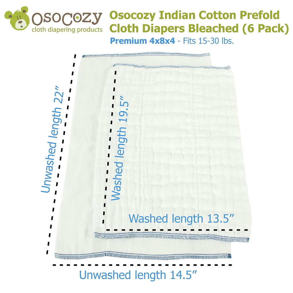 Prefolds Bleached Cloth Baby Diapers, Size 2 (15-30 lbs), Soft, Absorbent and Durable 100% Natural Cotton, Our Top