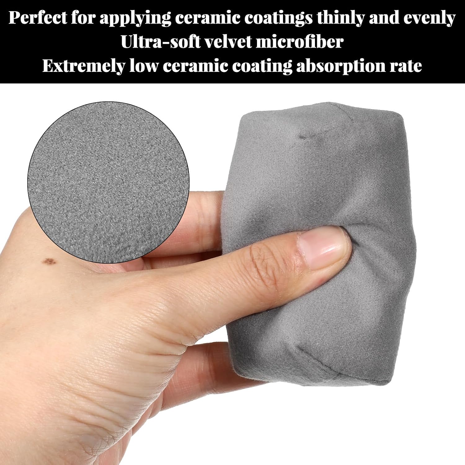 Suede Microfiber Applicator Pad Ceramic Coating Sponge Pad Suede Car Detailing Sponge Multi-Purpose Wax Applicator