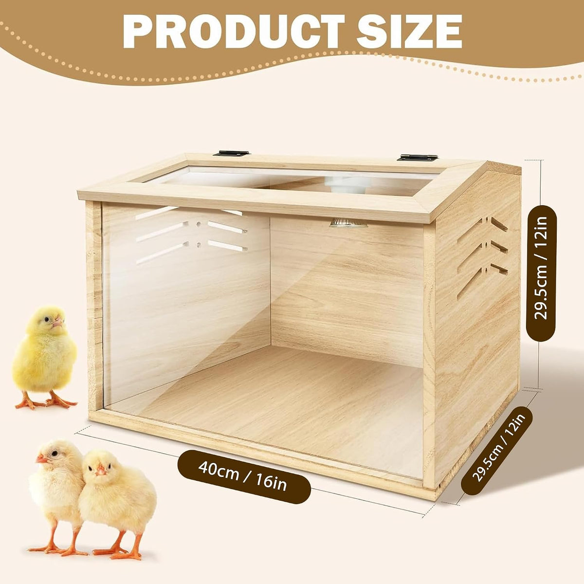 Chicken Brooder Box,Chick Brooder with Heat Lamp,16X12X12 in
