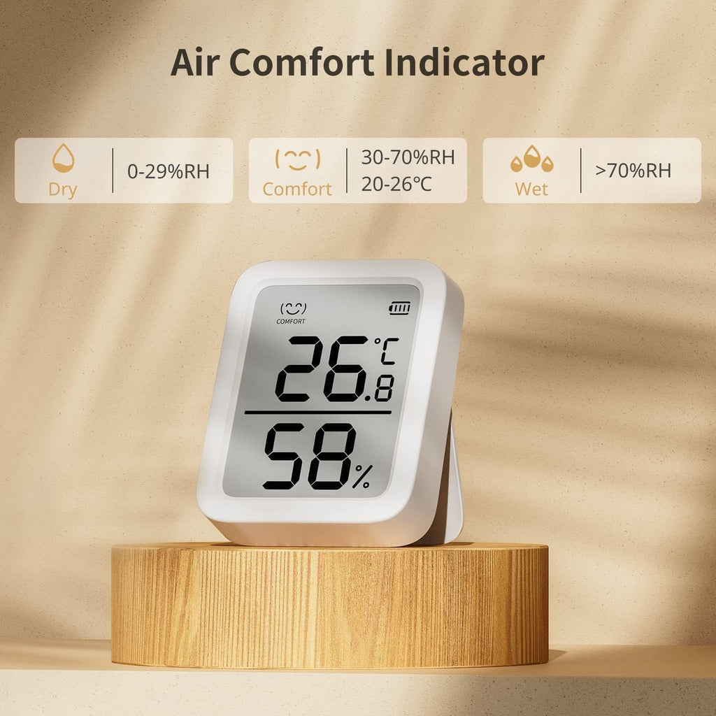 Thermometer Hygrometer, Bluetooth Indoor Humidity Meter and Temperature Sensor with App Control, Large LCD Display