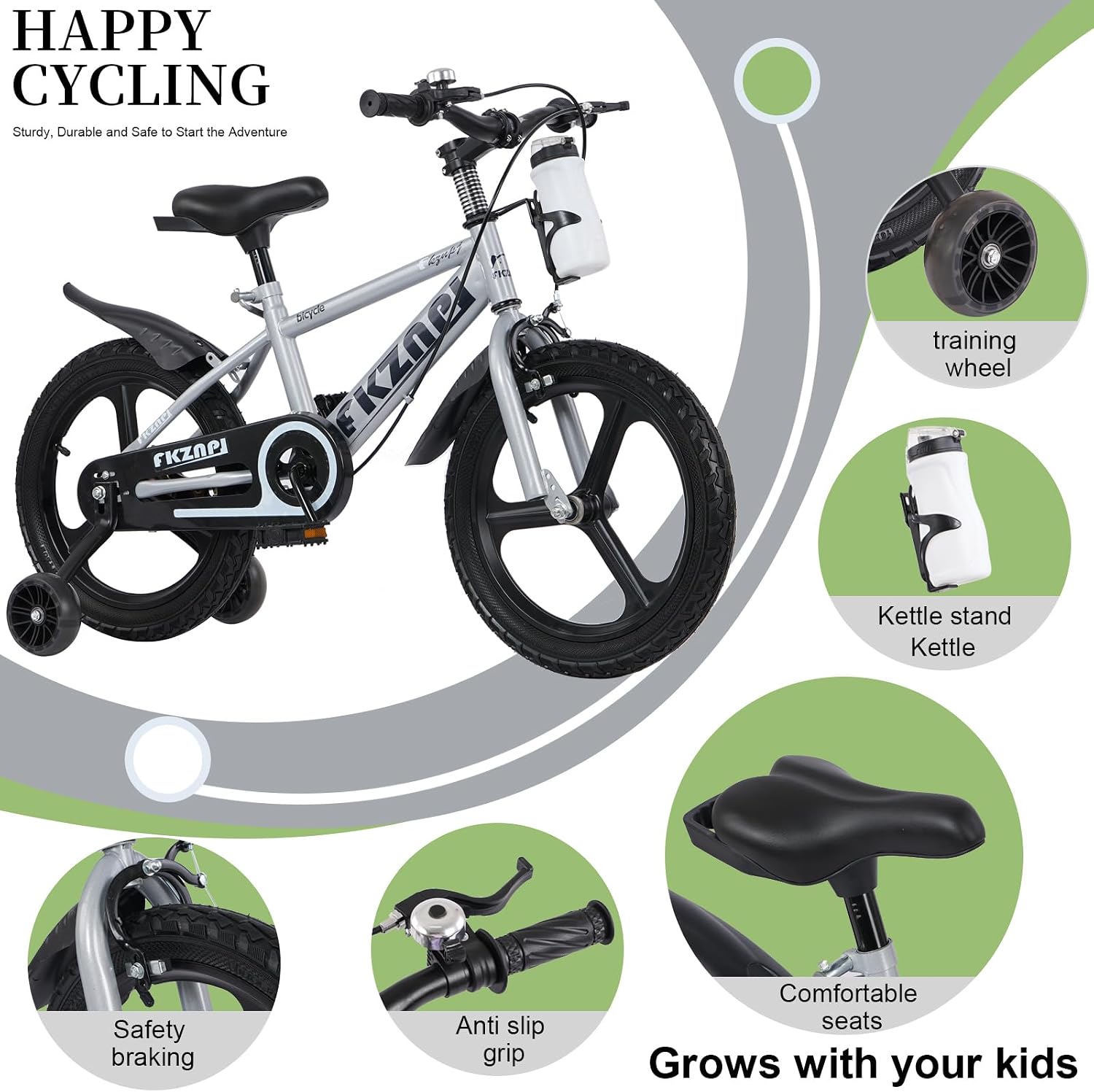 Kids Bike for Boys Girls Ages 3-9, 16 18 Inch Bicycle with Training Wheels or Kickstand/Adjustable Seat, Toddler
