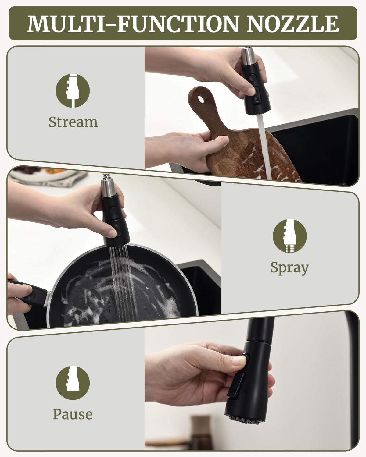 Black Kitchen Faucet with Pull Down Sprayer