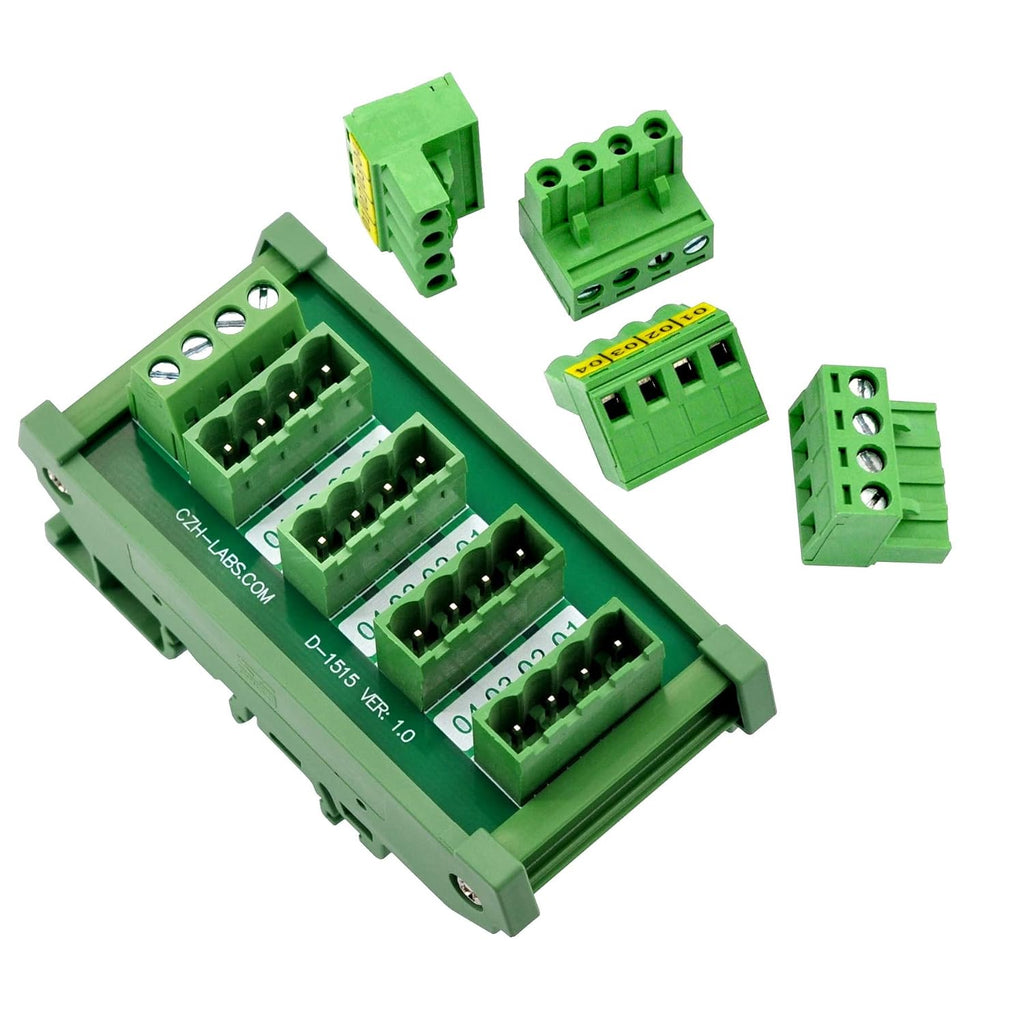 Slim DIN Rail Mount 10A/300V Pluggable Screw Terminal Block Distribution Module (5x4 Position)