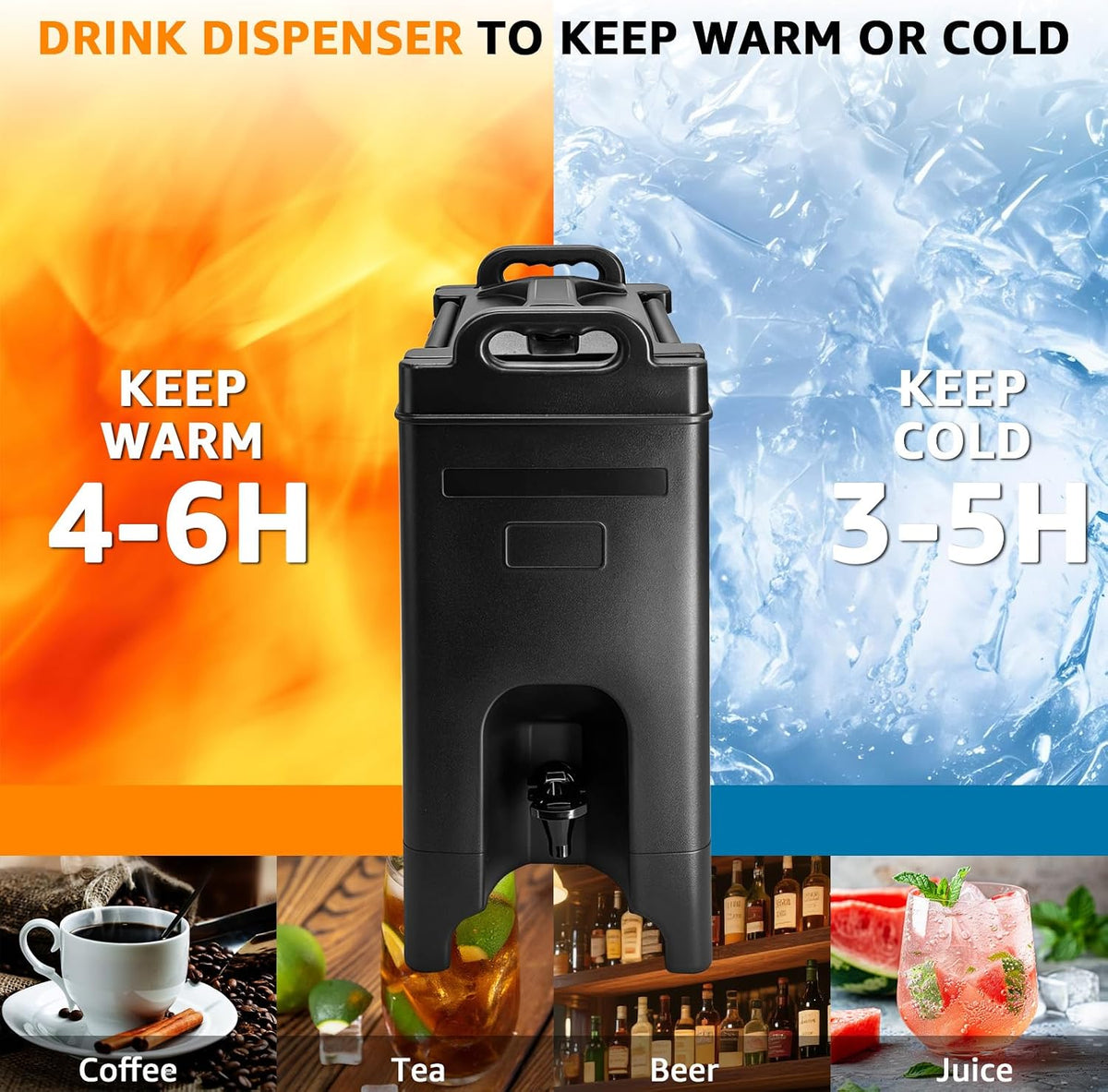 Insulated Beverage Dispenser 5 Gallon Hot and Cold Beverage Server