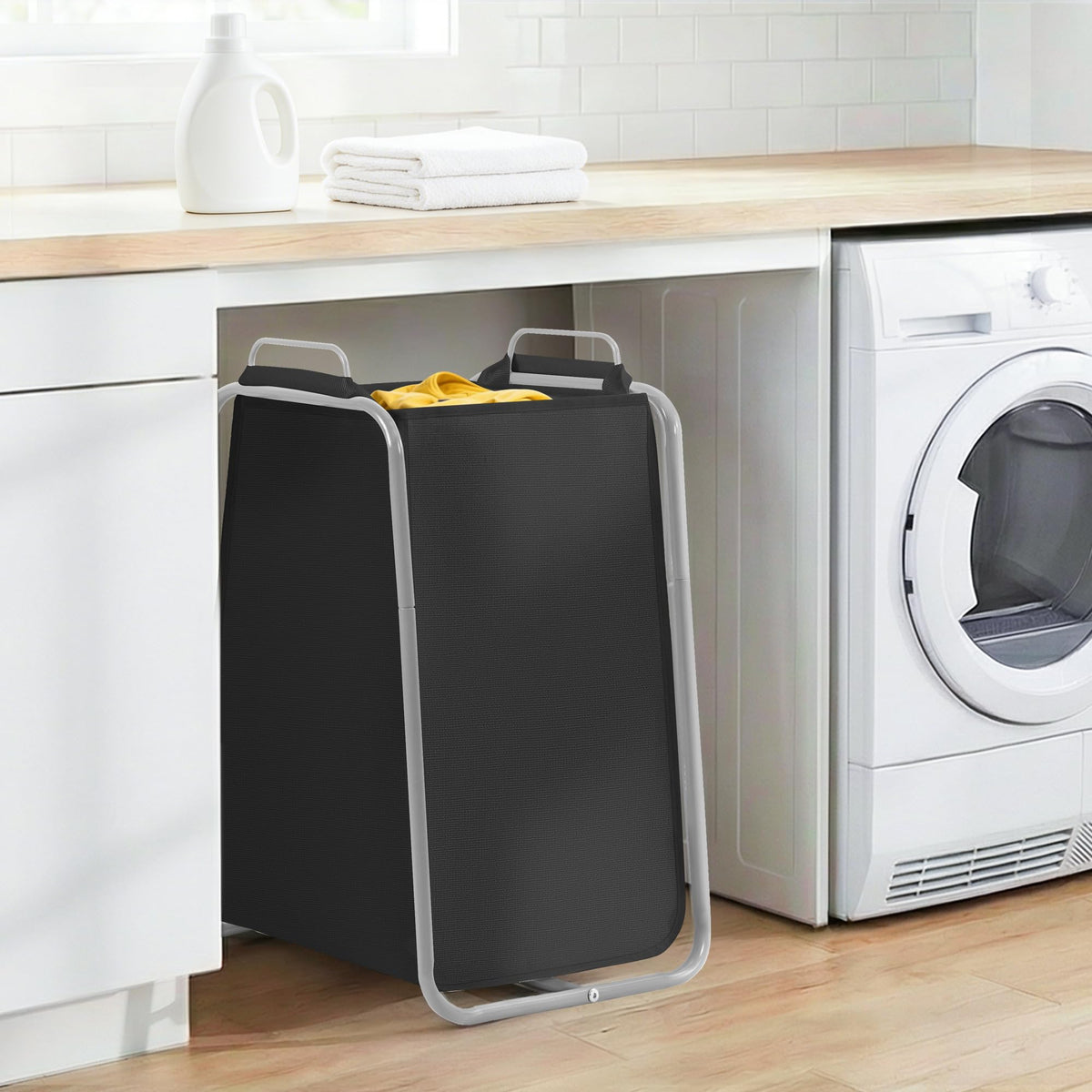 Metal Rack Laundry Hamper, Large Laundry Basket with Convenient Handle, Freestanding Dirty Clothes Hamper for for