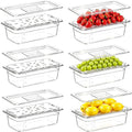 6 Set 1/3 Size Polycarbonate Food Pans with Lids Drain Shelf Clear