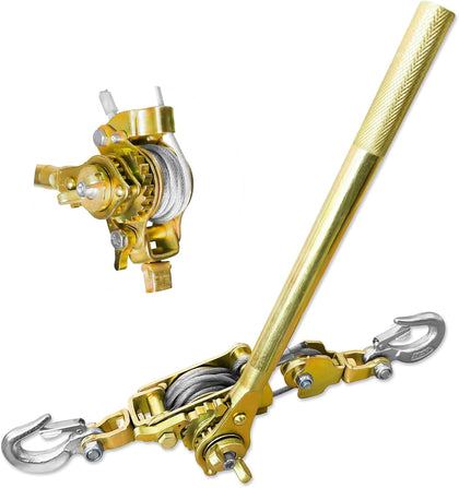 Come Along Winch Puller 3T 10FT, Cable Hoist Winch Puller with 2 Hooks, Come Along Tool Heavy Duty, Ratchet Puller