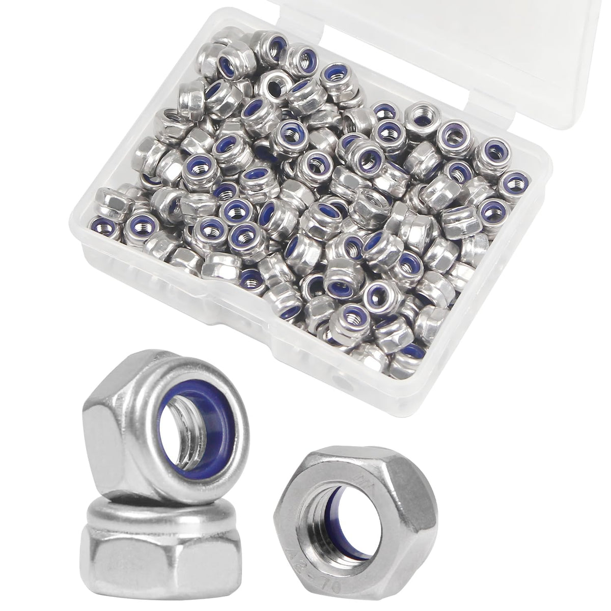 200Pcs M3 x 0.5mm Lock Nuts, Metric Nylon Insert Hex Locknut for RC Models