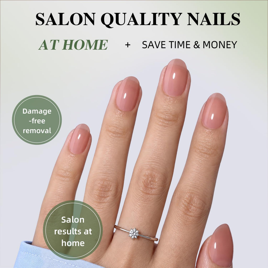 Nude Press On Nails Short Oval - Light Mocha Nails Fake Nails