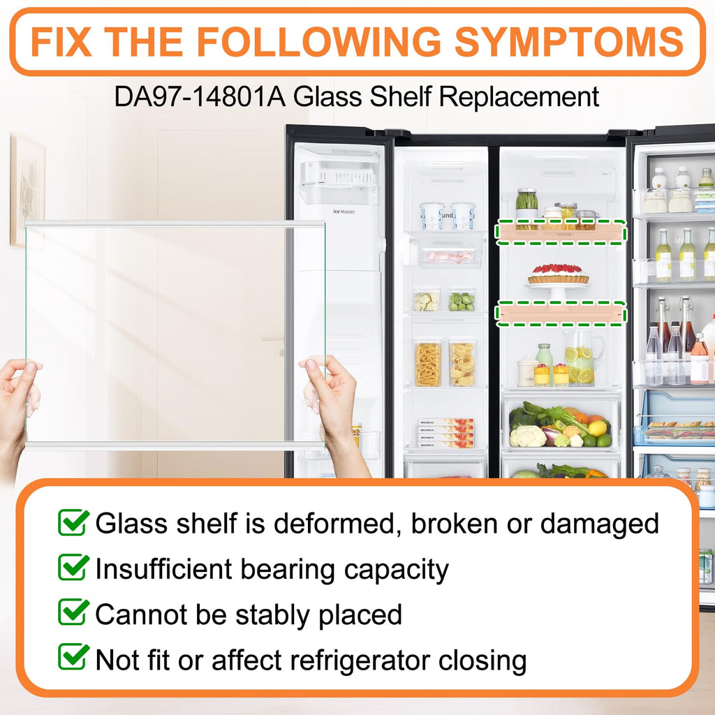 DA97-14801A Refrigerator Shelf Glass For Samsung Fridge Shelf Replacement