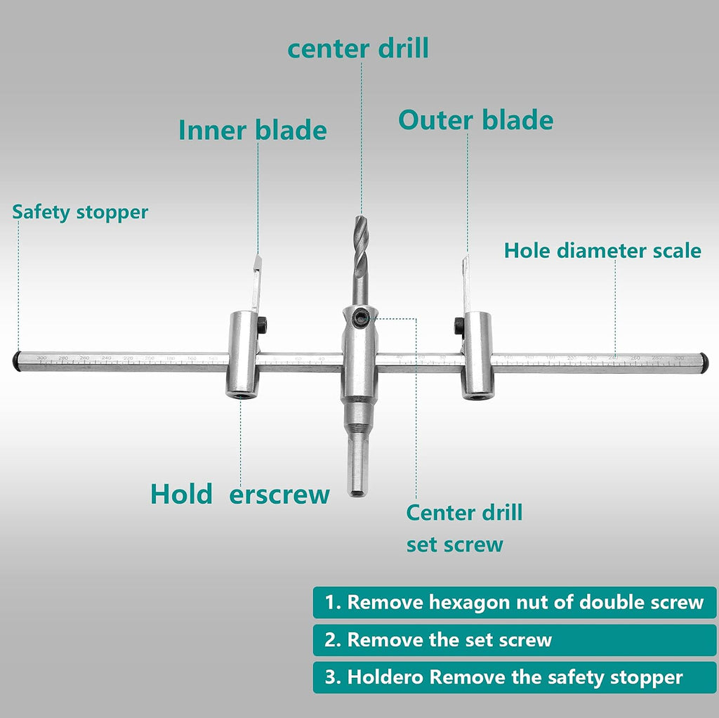 Silver Adjustable Hole Saw, 1-3/16" to 11-3/4" (30 to 300mm)