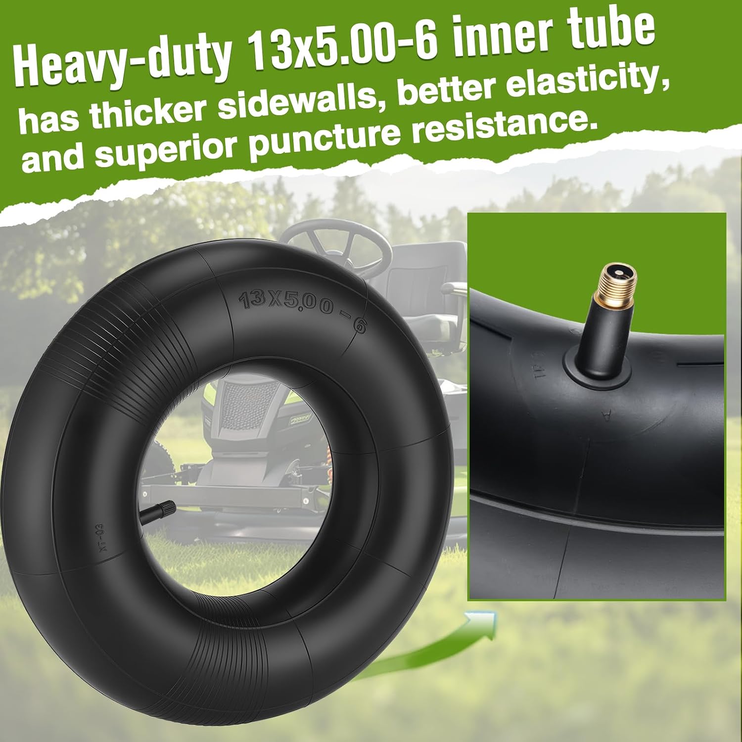 13x5.00-6 Tires and Inner Tube, 2 Pack 13x5.00-6 Tire Set Compatible with Riding Lawn Mower Tire, Hand Truck, Garden