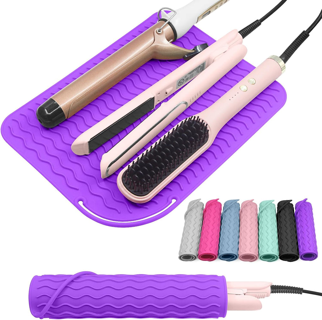 Plus Size Silicone Heat Resistant Mat, Portable Travel Hot Tools Pad Cover for Curling Iron, Flat Iron, Hair