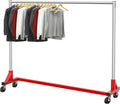 Industrial Grade Z-Base Garment Rack, 63" W/500Lb, Red