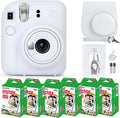 Instax Mini 12 Instant Camera Clay White & 60 Fuji Film Sheets | Bundle with Sturdy Tiger Accessories, Carrying Case