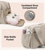 Gym Bag for Women with Yoga Mat Holder, Khaki