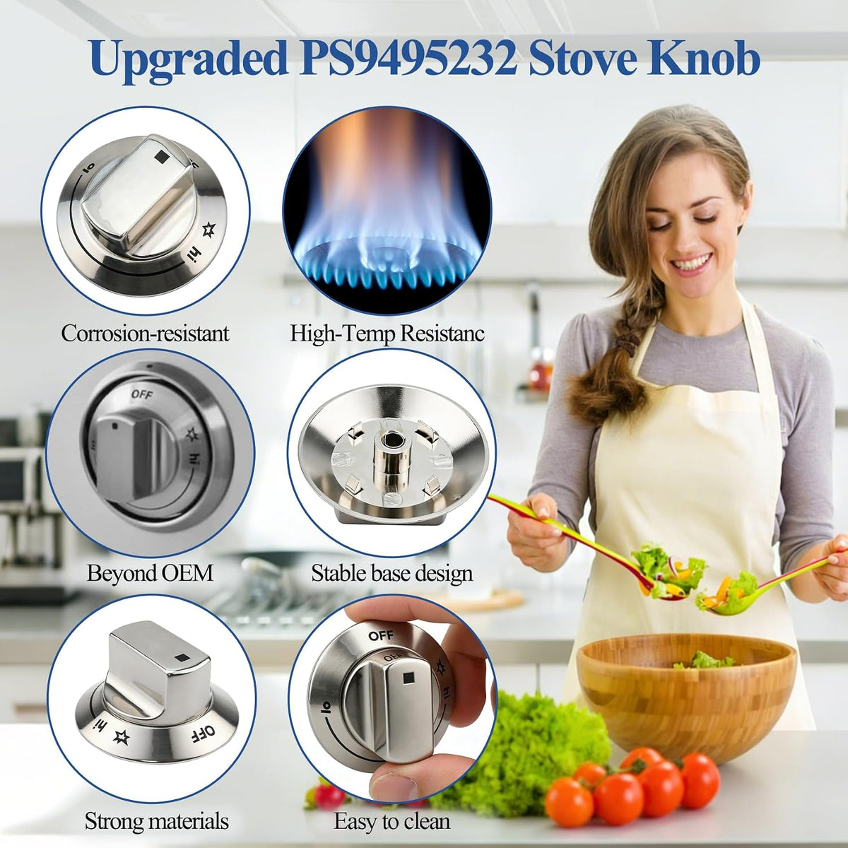318242275 Control Knob(1pcs), Compatible with Electrolux Range/Cooktop etc.
