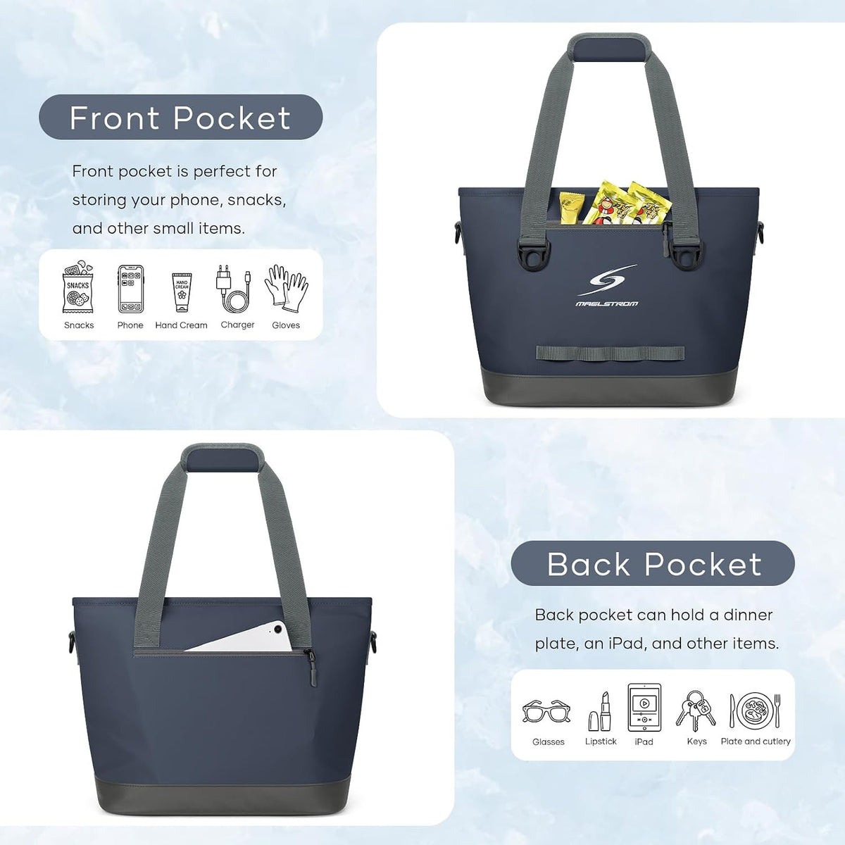 30 Can Insulated Cooler Bag, Leakproof Soft Ice Chest