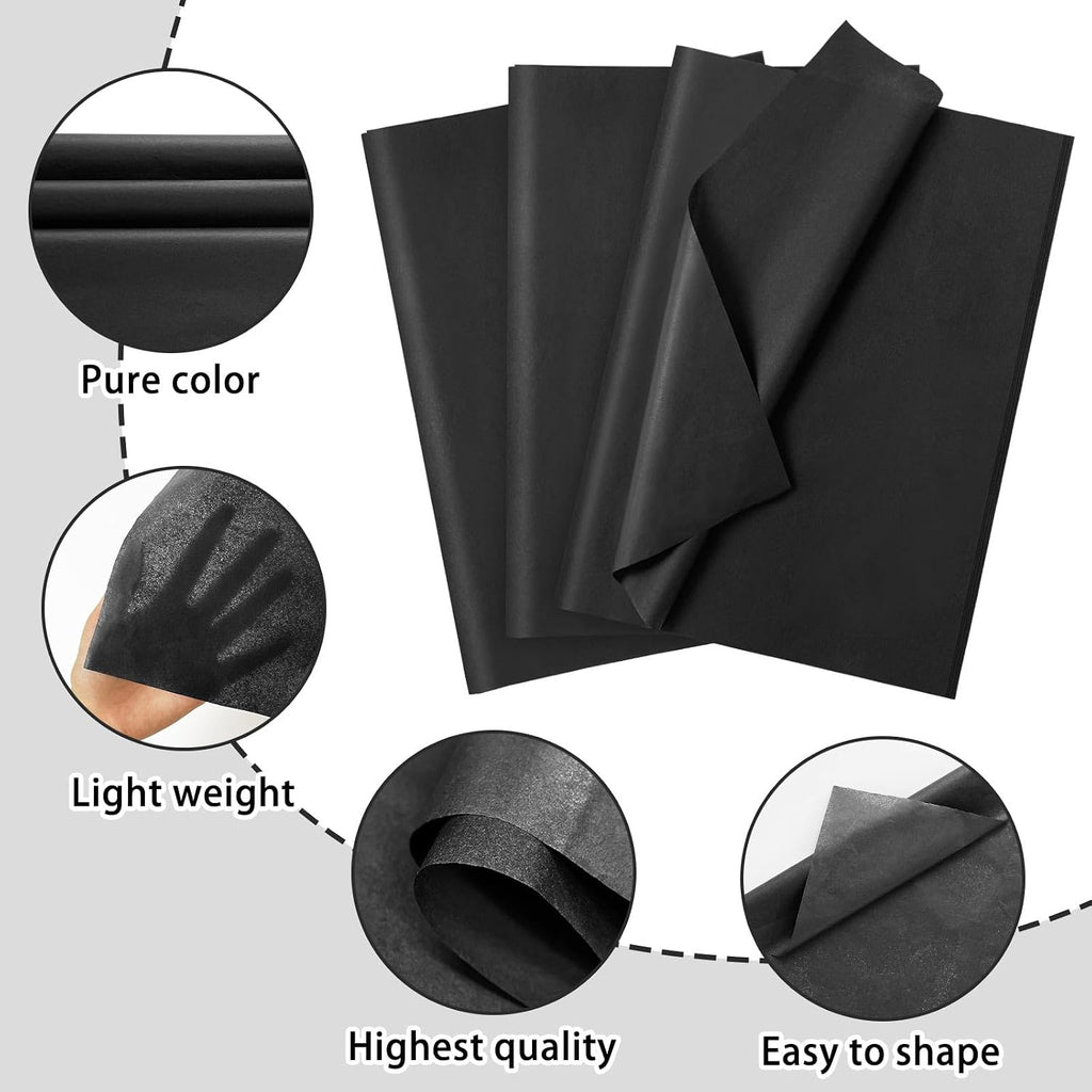 120 Sheets Black Tissue Paper for Gift Bag Wrapping,14 x 20 Inch