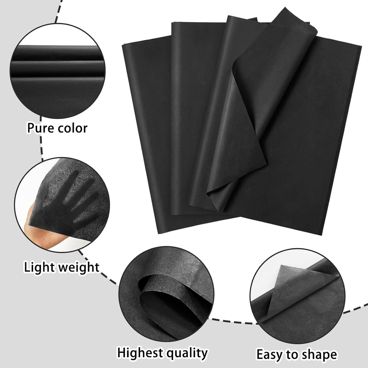 120 Sheets Black Tissue Paper for Gift Bag Wrapping,14 x 20 Inch