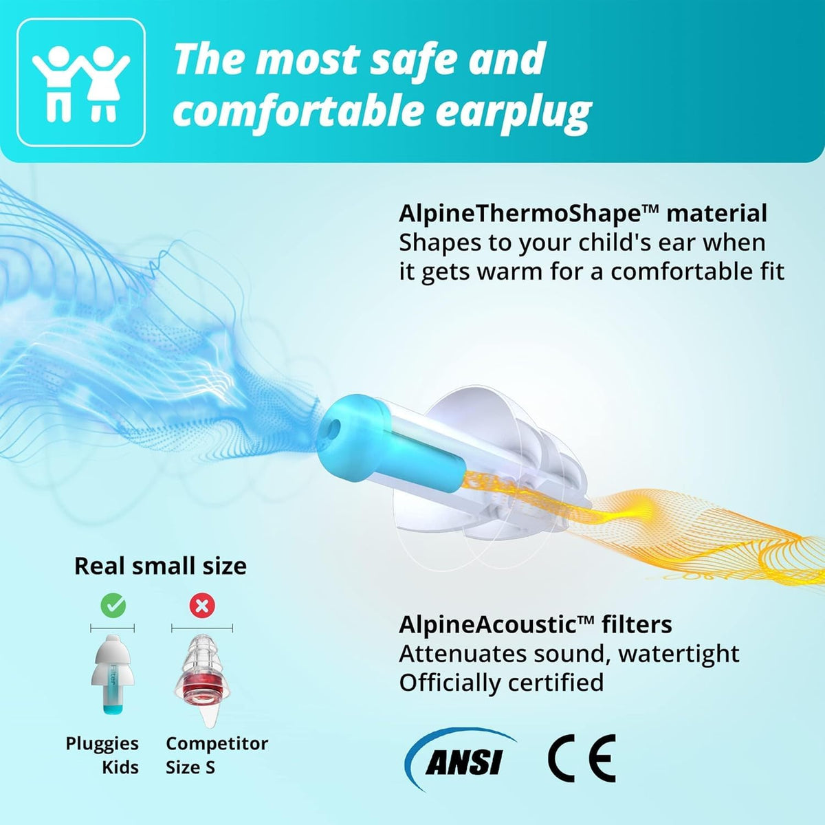 Alpine Pluggies Kids | Kids Ear Protection | Ear Plugs for Small Ear Canals