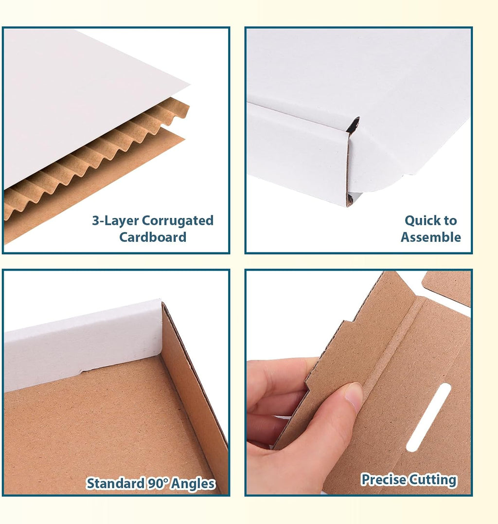 Small Shipping Boxes 7x6x2, Set of 25, White Corrugated Cardboard Box Mailer (YD762-25W)