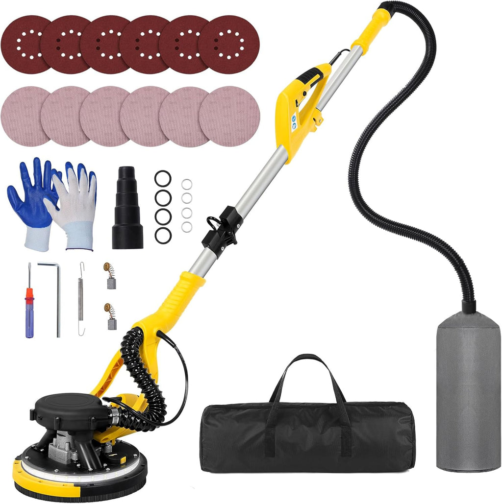 Drywall Sander Tool, KUPERIA 8.5 Amp Popcorn Ceiling Removal Tool, Yellow | 7 Variable Speed 800-1800RPM, Electric