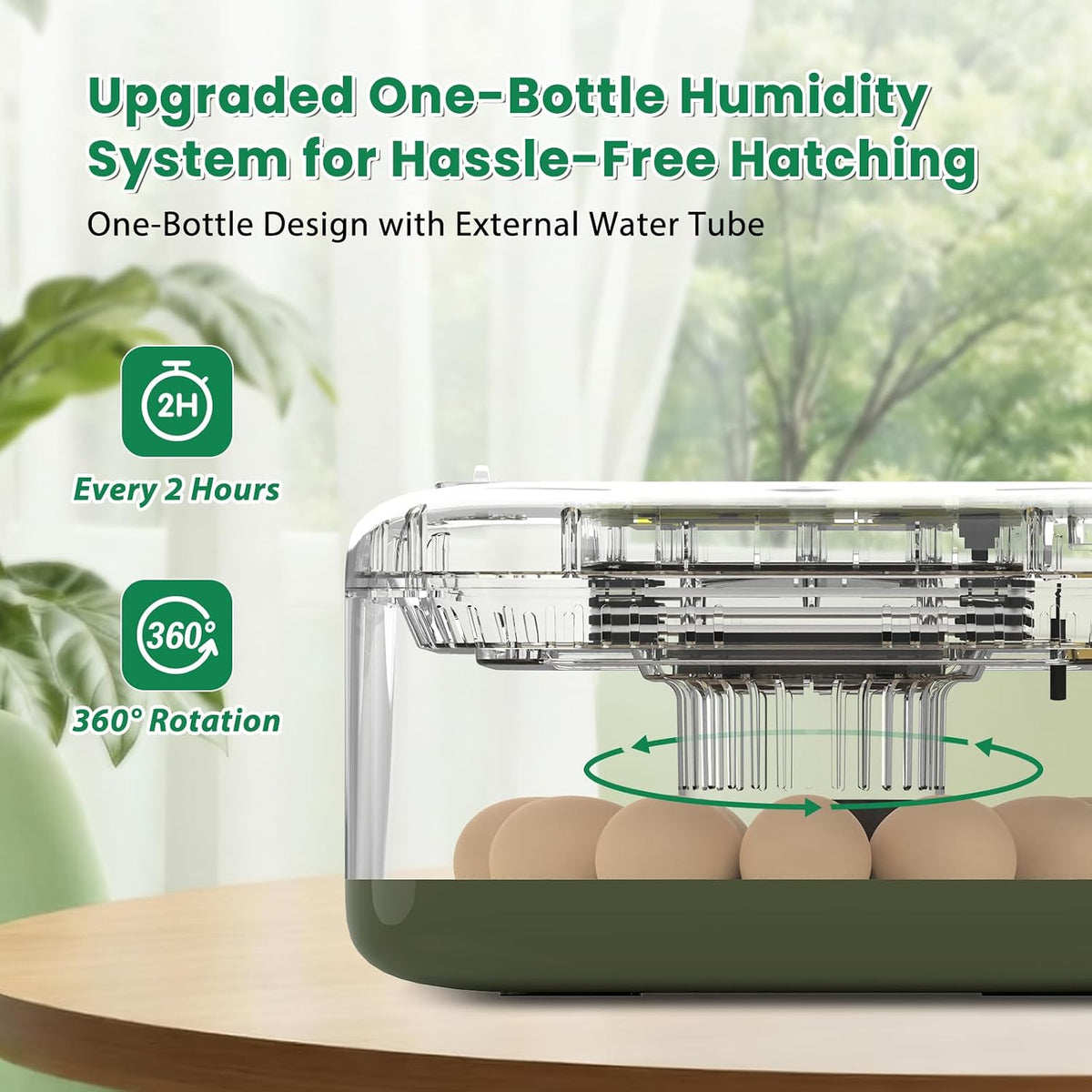 12 Egg Incubator with Humidity Display & Built-in Candler, Automatic Turner, Temp & Humidity Control, Auto Water