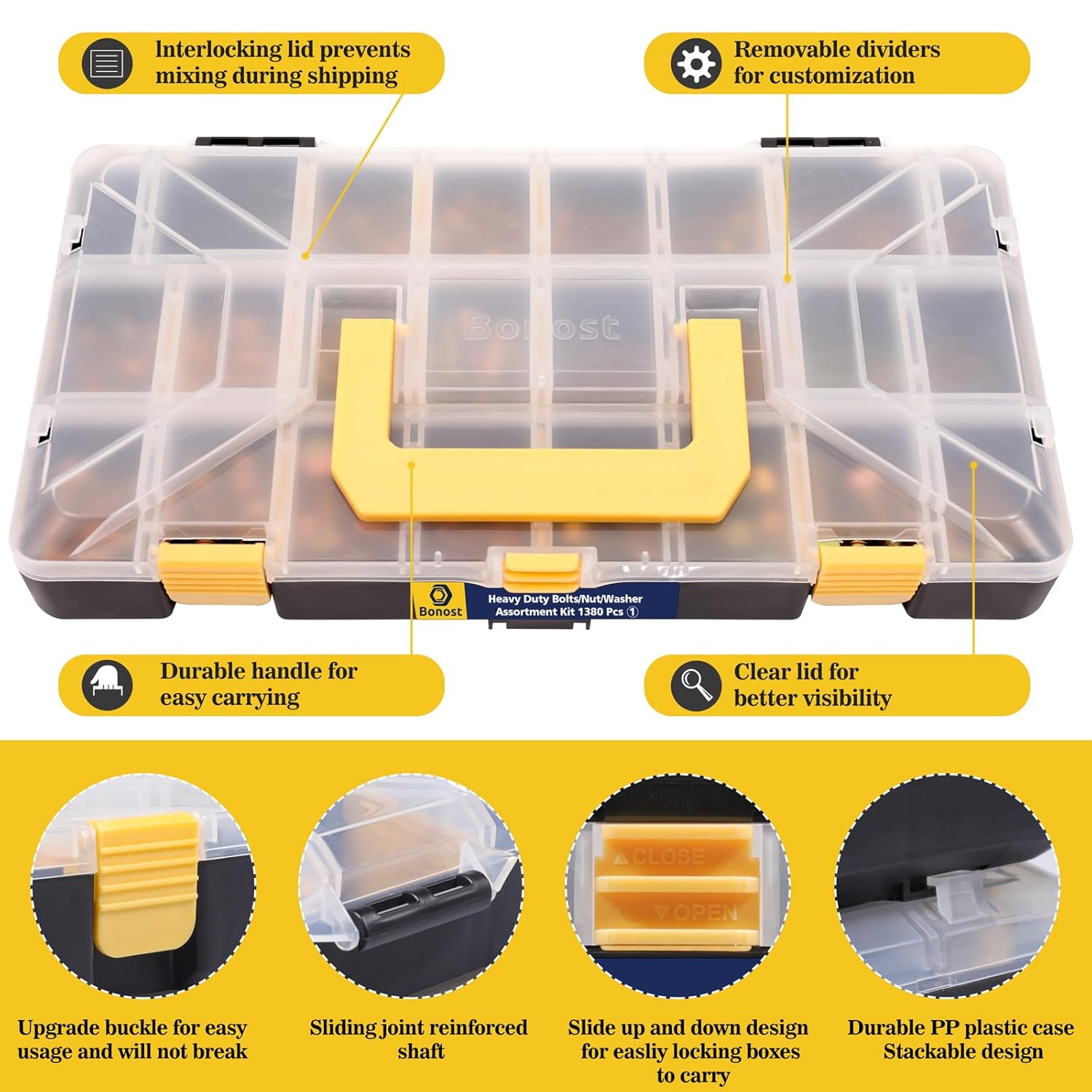 3010pcs Hardware Assortment Kit with Assorted SAE & Metric Phillips Head Bolts, and Grade 8.8 Metric Hex Bolt Set