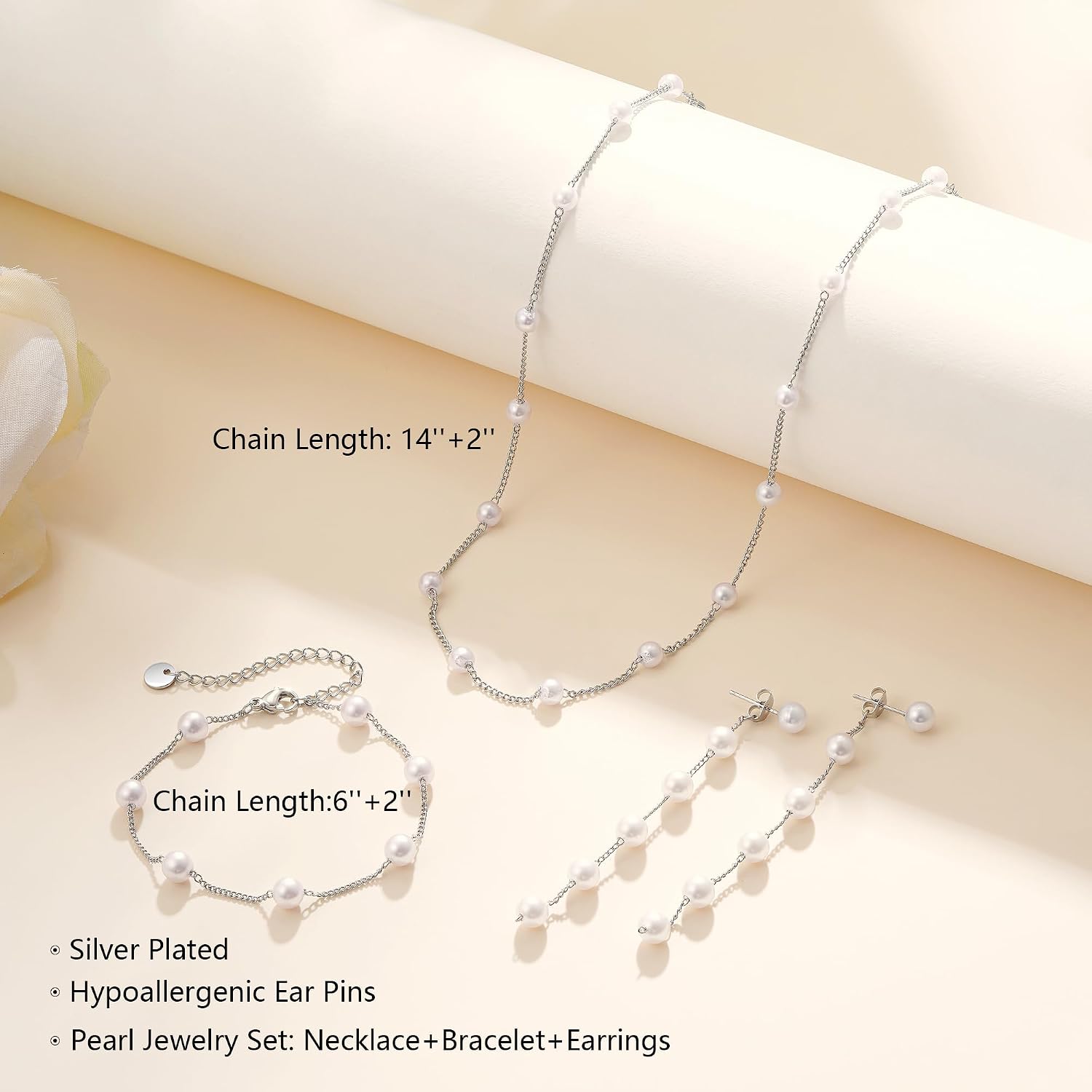 Pearl Necklaces for Women Trendy, 18K Gold/Silver Plated Layered Pearl Necklaces Dainty Pearls Choker Necklace and