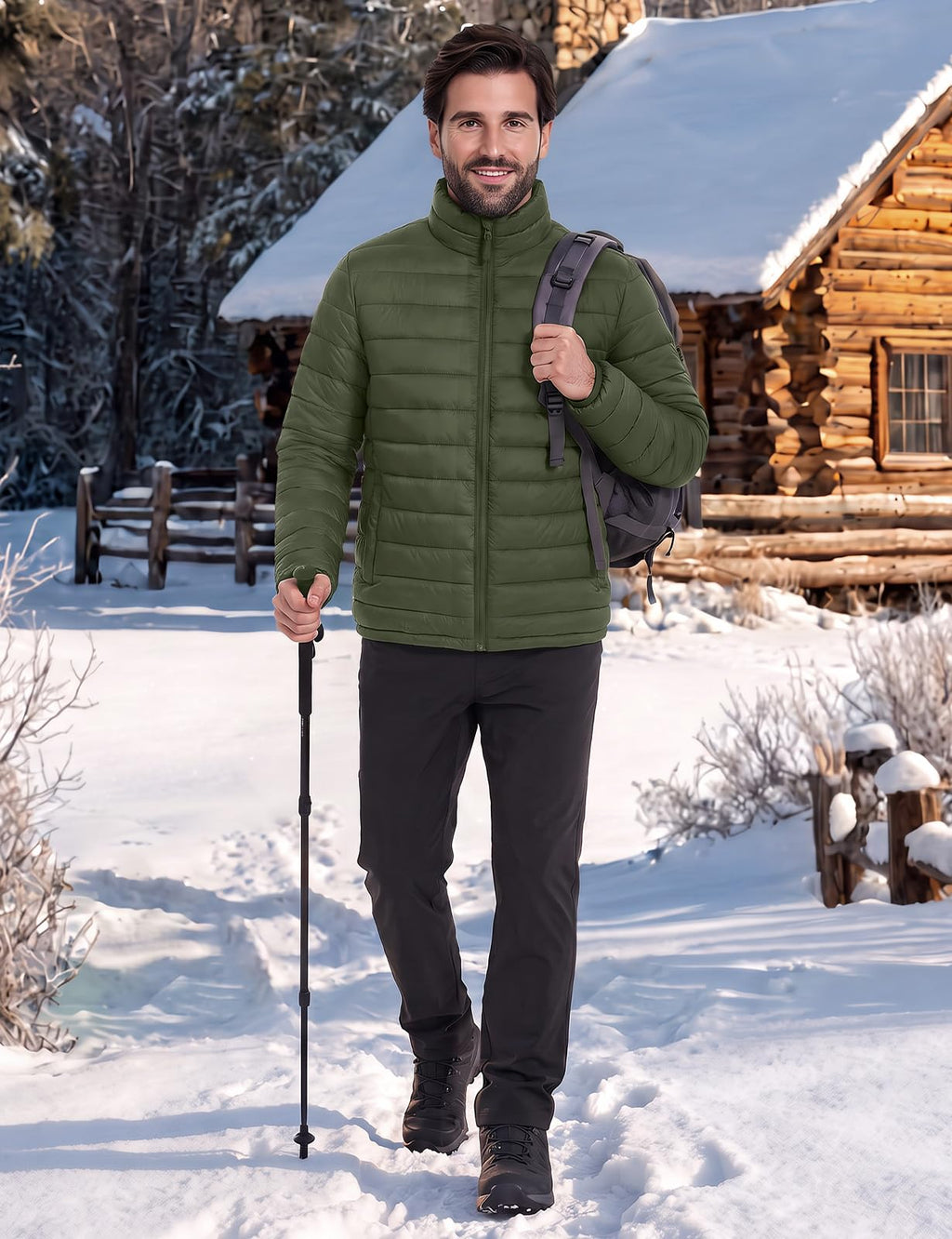 Mens Puffer Jacket Lightweight Winter Insulated Coat