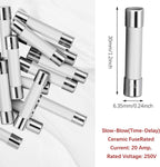 Frienda 20 Pcs Microwave Fuse, 20a 250v Slow-Blow Ceramic