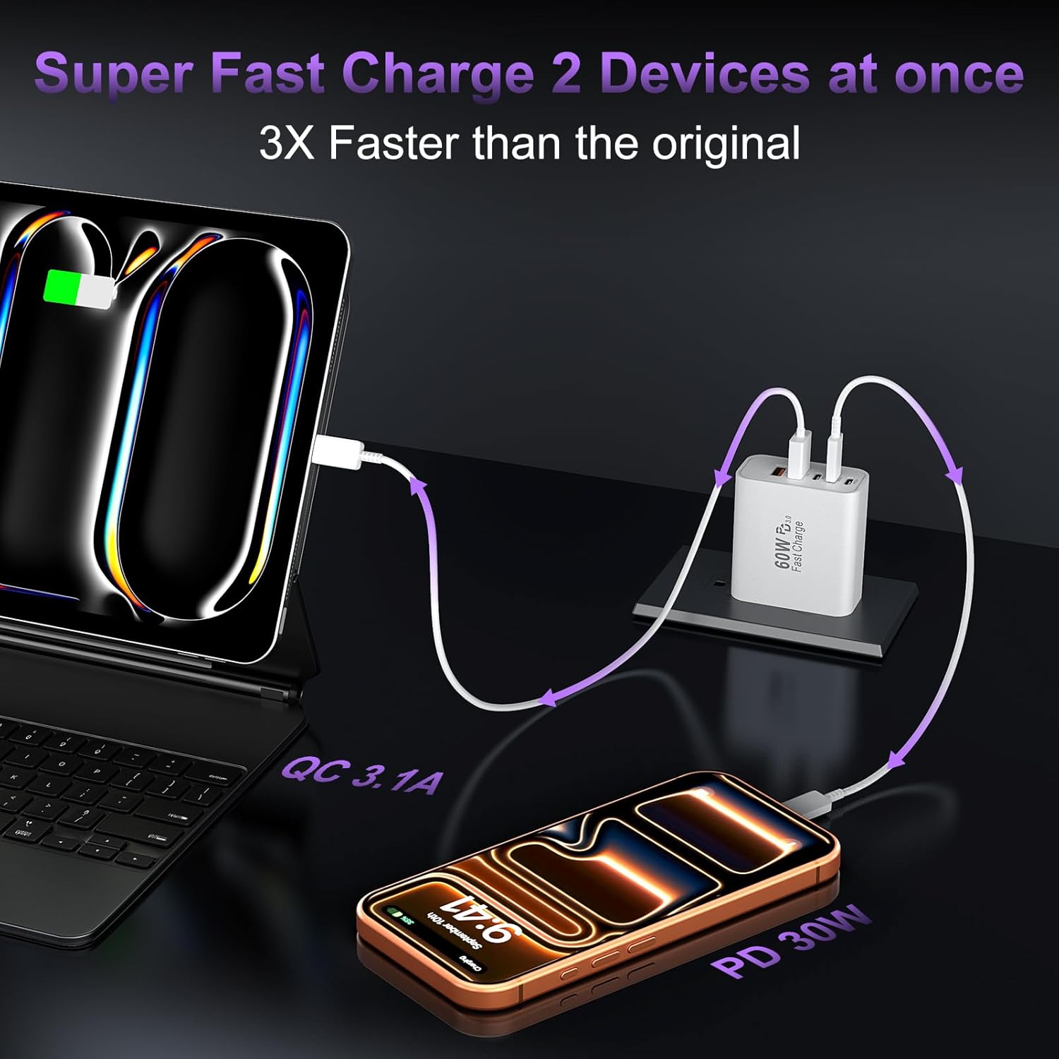 USB C Fast Charger Block, 60W USBC Wall Charger Plug, 2Pack 5-Port Type C Phone Charging Cubes Power Adapter