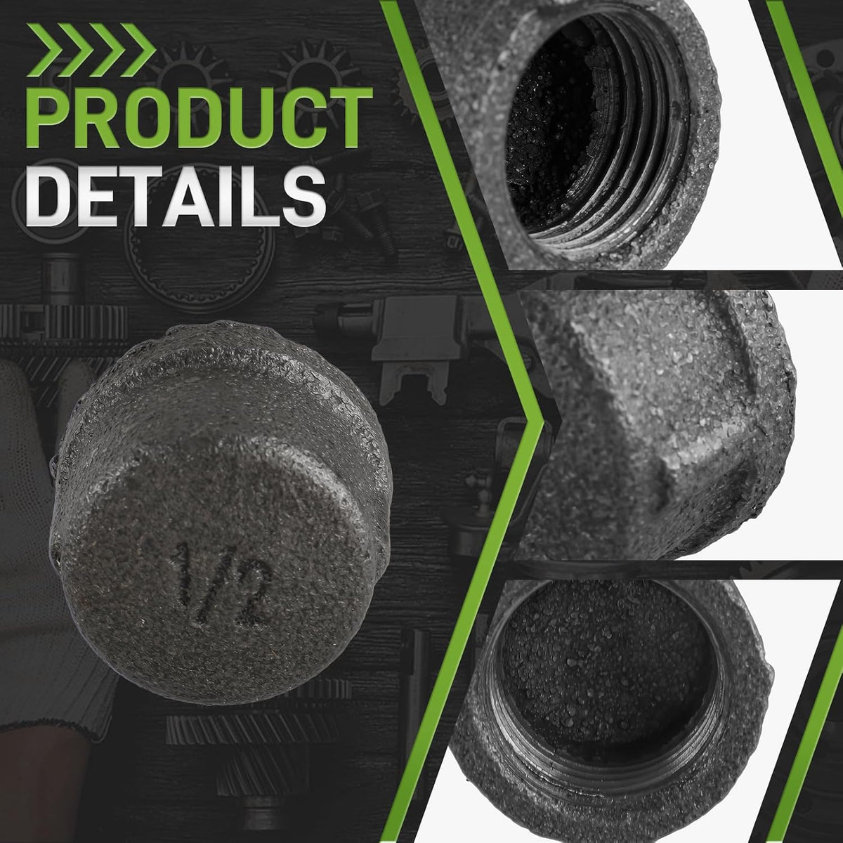Malleable Iron Cast Pipe Fitting Caps 1/2" Inch Threaded Nipples