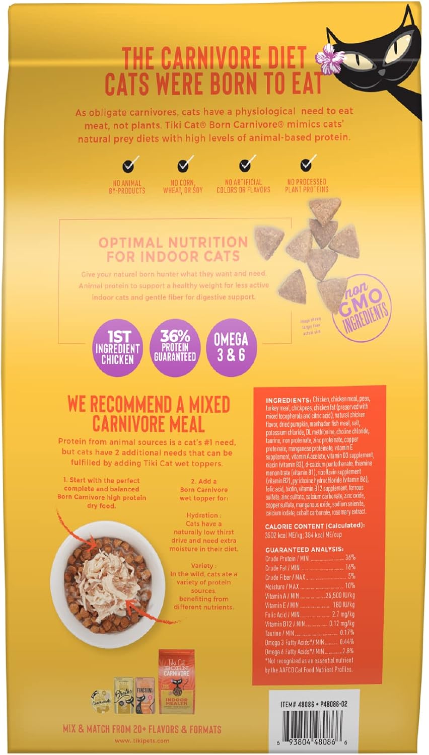 Tiki Cat Born Carnivore Dry Cat Food, Chicken & Turkey Meal, 12 lb Bag