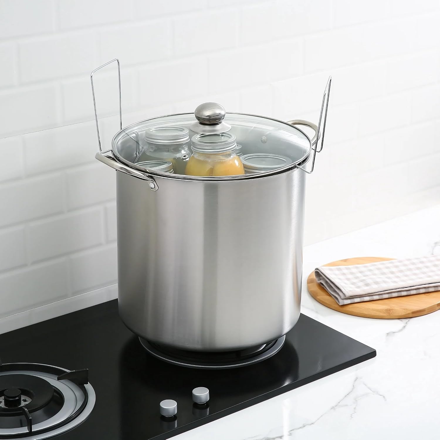 21.5Qt Stainless Steel Canning Pot with Rack, Water & Steam Canner, Large