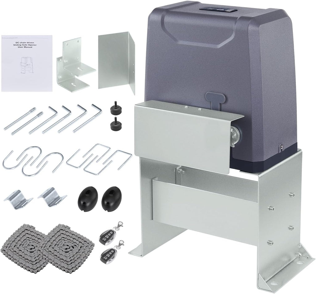 3300 lb Automatic Sliding Gate Opener with 2 Remote Controls, Electric Rolling Driveway Fence Slide Gate Motor