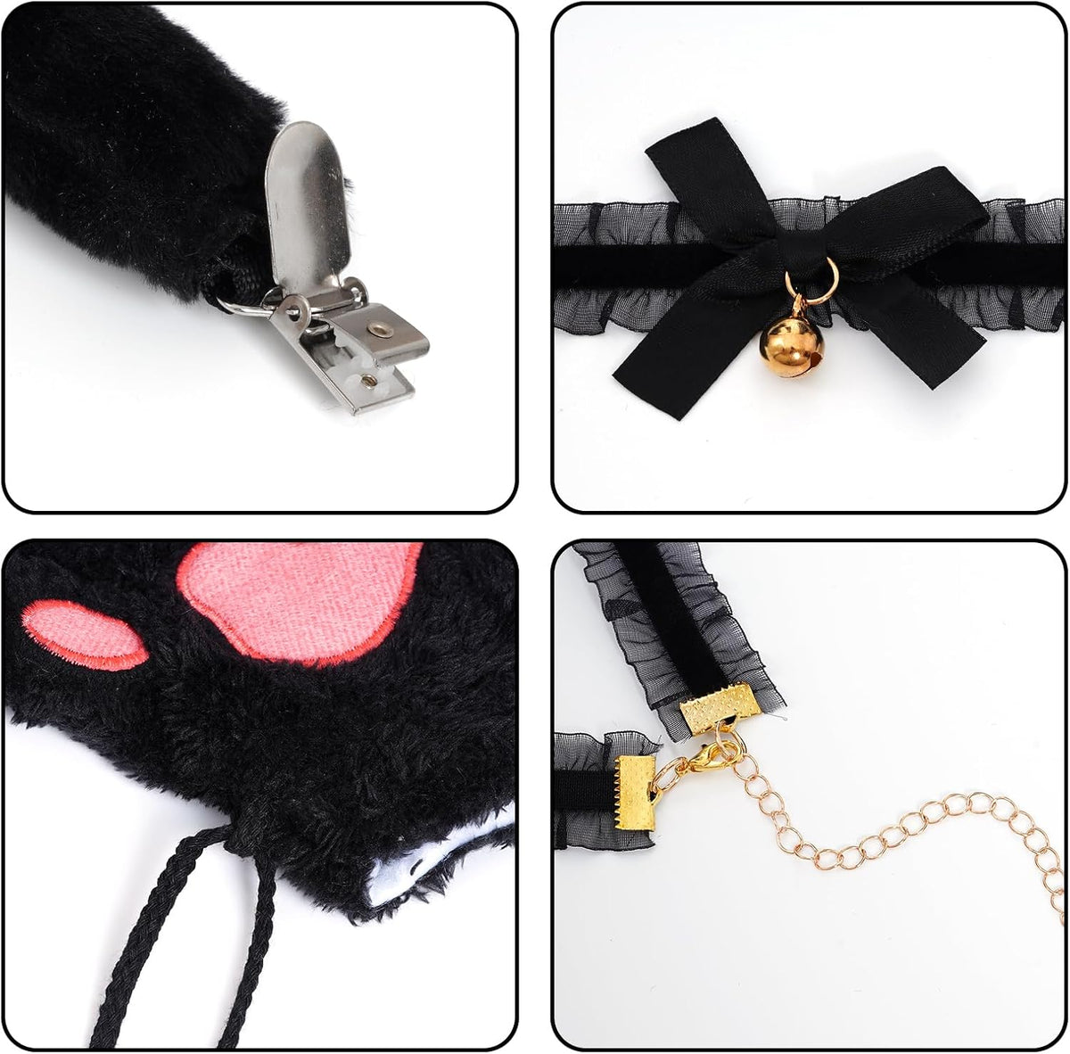Cat Costumes Including Cat Ears and Tail Necklace Paw Gloves Animal Costume