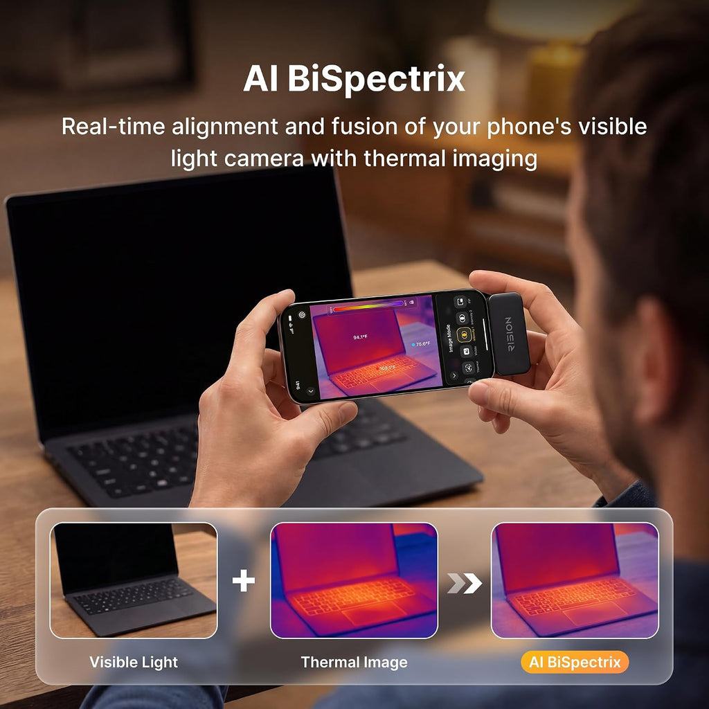 RISION Magic Thermal Camera, 320x240 QuadIR, Hot/Cold Spot Track, Live Temp