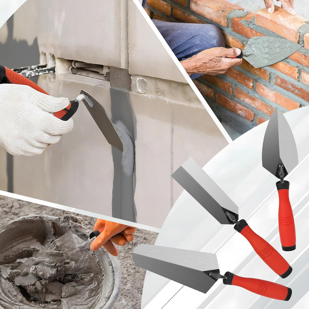 3-Piece Masonry Tools Set, 6’’ Margin Trowel, 5.5’’ Pointing and 7’’ Gauging Trowel with Soft Grip Handle
