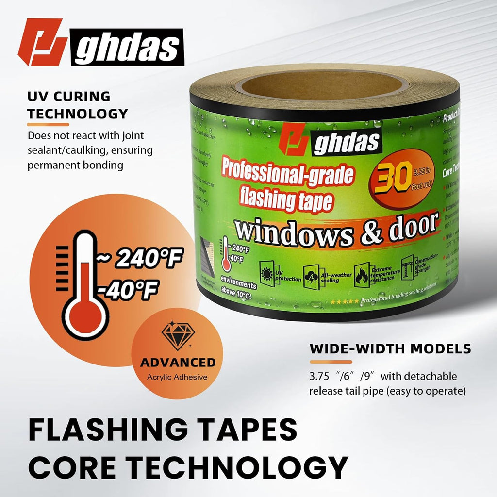 2 Pack Flashing Tape for Windows & Doors, 3.75" x 30'